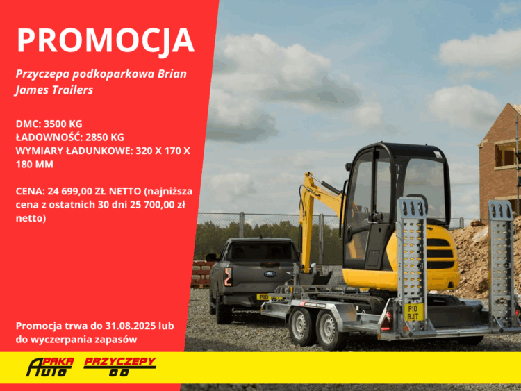 Przyczepa do przewozu koparek Brian James Trailers Digger Plant 3,2 x 1,7, do 3,5 t