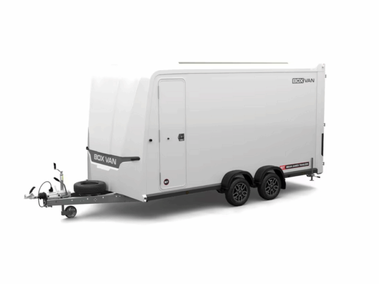 Przyczepa laweta BOX VAN - Brian James Trailers - od 3 do 5 m, kolor - biały lub czarny, DMC od 2700 do 3500 KG