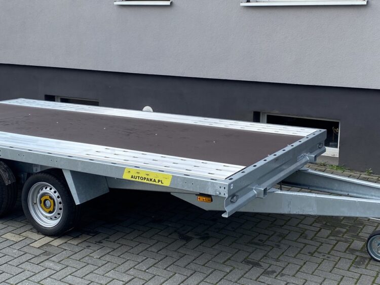 Przyczepa laweta – platforma WARK z blachą ALU LOHR, 4×2 m, DMC 2700 kg